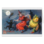 Sorcière de danse dans le clair de lune cartes de vœux