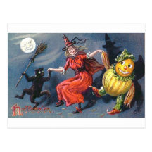 Sorcière de danse dans le clair de lune carte postale