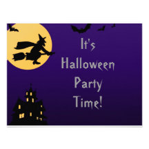 "Sorcière en vol à la partie de Halloween de minui Invitations