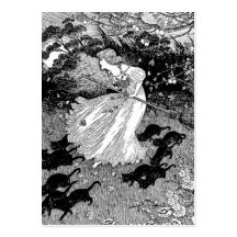 Sorcière et chats noirs dans le clair de lune modèle de carte de visite
