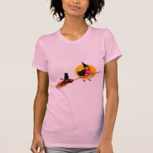Sorcière mignonne de Halloween avec le chat 2 T-shirts