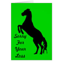 Sorry For Your Loss, Horse On black Rearing up. Greeting Cards