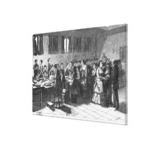 Sorting out the banknotes stretched canvas print