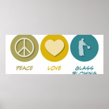 Soufflement en verre d'amour de paix posters