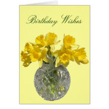 Souhaits d'anniversaire de jonquille de fleurs de  cartes de vœux
