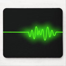Sound Wave - Green on Black Mouse Pads