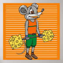 Souris d'haltérophilie de fromage poster