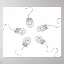 Souris d'ordinateur de rayon X de l'impression B&W Affiche