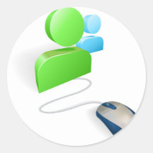 Souris et concept social d'icône de médias adhésifs ronds