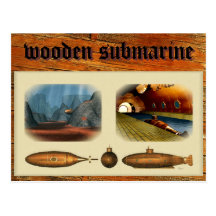 sous-marin en bois cartes postales