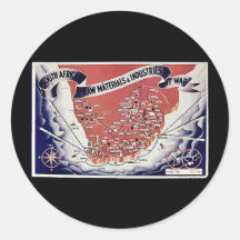 South Africa Raw Materials & Industries It War Round Sticker