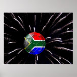 South Africa soccer ball flag fireworks poster