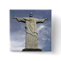 South America, Brazil, Rio de Janeiro. Christ Pinback Button
