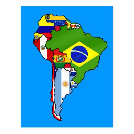 South American flags of South America flag Map Post Cards