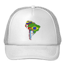 South American flags of South America Map Trucker Hat
