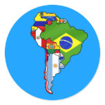 South American flags of South America Map Round Sticker