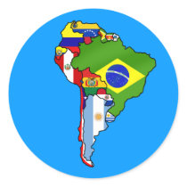 South American flags of South America Map Round Sticker