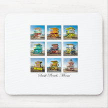 South Beach, Miami Life Guard Shacks Mouse Pad