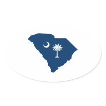South Carolina in Blue and White Oval Stickers