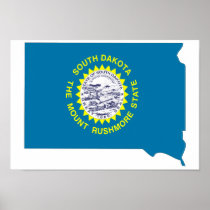 South Dakota Flag Map Poster