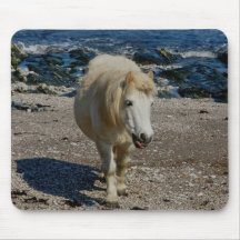 South Devon Shetland Pony Walking On Remote Beach Mouse Mats