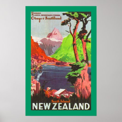 South Island New Zealand (border) Print