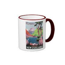 South Island New Zealand Travel Poster Coffee Mugs