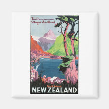 South Island New Zealand Travel Poster Fridge Magnets