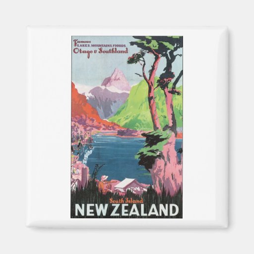 South Island New Zealand Travel Poster Fridge Magnets