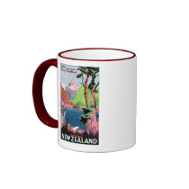 South Island New Zealand Travel Poster Coffee Mugs