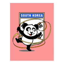 South Korea Rhythmic Gymnastics Panda Postcard