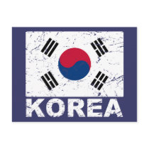 South Korea Vintage Flag Postcard