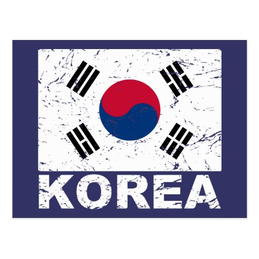 South Korea Vintage Flag Postcard
