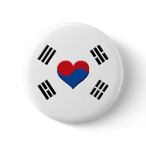 South Korean Heart Pinback Button