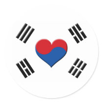 South Korean Heart Round Sticker