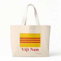 South Vietnam Flag with Name in Vietnamese Tote Bags