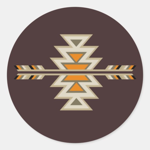 Southwest Indian Design-Brown Round Stickers