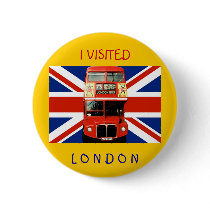 Souvenir Badge with Bus and British Flag