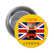 Souvenir Badge with Bus and British Flag Pins