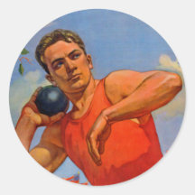 Soviet Athletic Propaganda Round Sticker