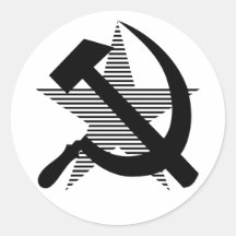 Soviet Black Hammer & Sickle Round Stickers