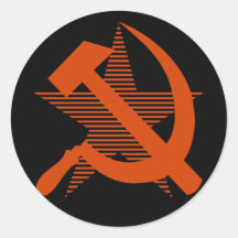 Soviet Red Hammer & Sickle Round Sticker