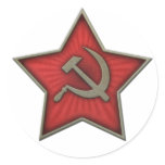 Soviet Star Hammer and Sickle Communist Round Stickers