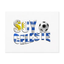 Soy Celeste Uruguay flag Futbol soccer ball logo Post Card