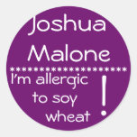 Soy Wheat Allergy Label Round Stickers