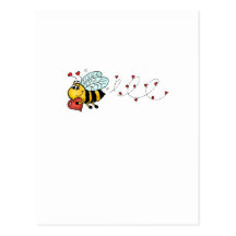 Soyez le mien - abeille mignonne tenant un coeur cartes postales