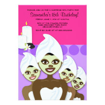 SPA Birthday or Bridal Shower 5x7 AFRICAN AMERICAN Custom Announcement