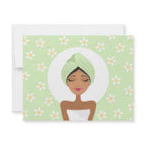 Spa birthday party invitation with plumeria
