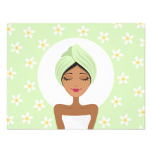 Spa birthday party invitation with plumeria