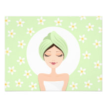 Spa birthday party invitation with plumeria